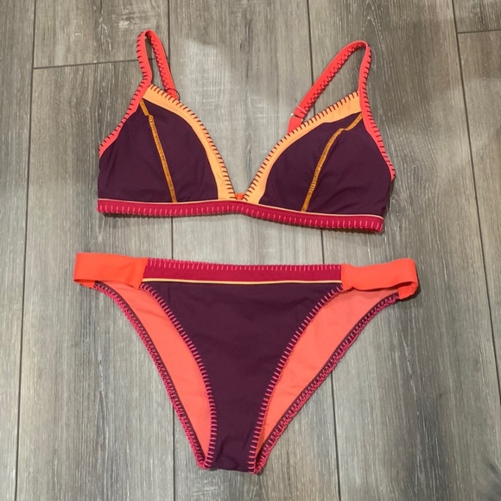 Bananamoon Purple Bikini with Coral and Peach Trim